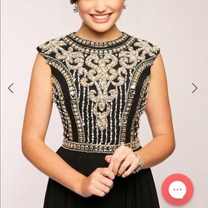 JOVANI Black Prom Dress With Beaded Detailing